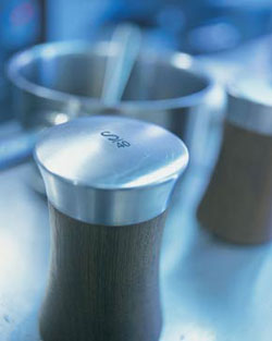Wood Paneled Salt and Pepper Shakers