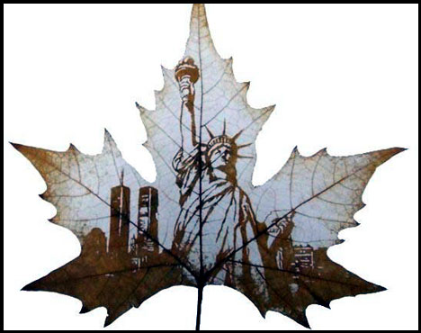 eco-art, leaves, sustainable art, recycled leaves, engraved leaves, carved leaves