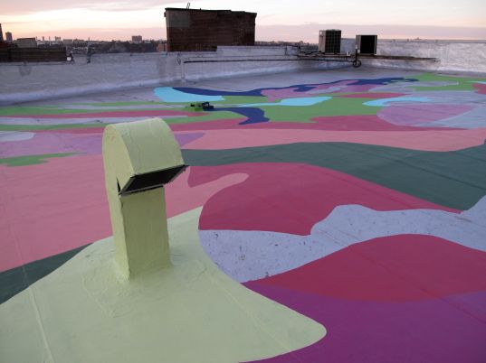 google earth, satellite paintings, molly dillworth, rooftop paintings, recycled materials, public spaces, rooftop design, recycling old paint, green roofs