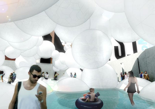BIG Proposal for PS1 Moma big, ps1, moma, new york city, cloudscape, recycled, eco design, sustainable design, green design