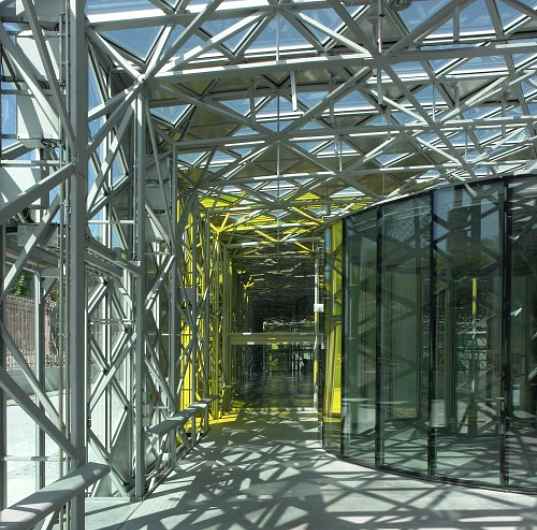 Saint-Etienne, France, Cite du Design, International Design Center, LIN, lattice structure, solar panels, photovoltaic cells, energy efficient design, heat recovery