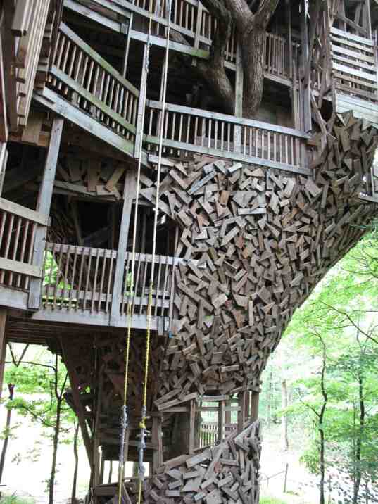treehouse, world's largest, world's tallest, world's tallest treehouse, minister's treehouse, crossville, tennessee, reclaimed wood, recycled materials
