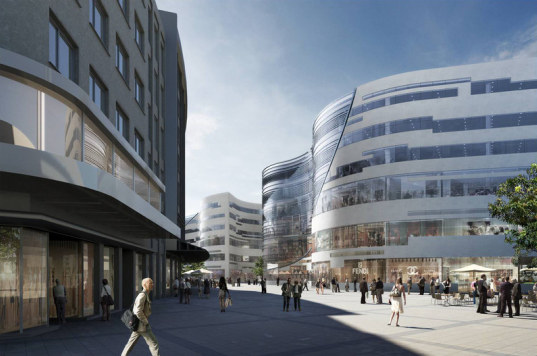 daniel libeskind, ko-bogen, koe-bogen, duesseldorf, dusseldorf, germany, office space, retail, mixed-use development, green roof, pedestrian zone