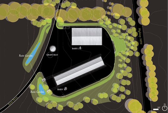 mason lane farm, barn, sustainable farm, bamboo, bamboo barn, natural ventilation, daylighting, stormwater infiltration, rainwater collection, sustaianble materials, north carolina, de leon & primmer architecture workshop