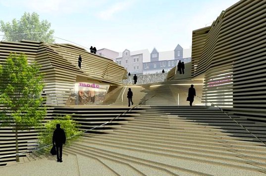mixed-use development, green roof, natural ventilation, daylighting, public park, open space, terraced landscape, medieval city, germany, weilburg