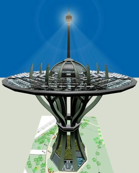 zero waste, zero energy, zero emissions, net zero, solar thermal power, solar power, solar concentrating, solar concentrating power, tower, Dubai, Za'abeel Park,