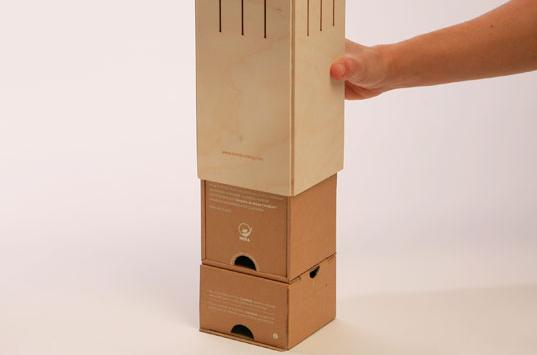 ciclus wine box packaging, sustainable design, green packaging, sustainable lighting, green lamp design, eco-friendly packaging, wine box lamp