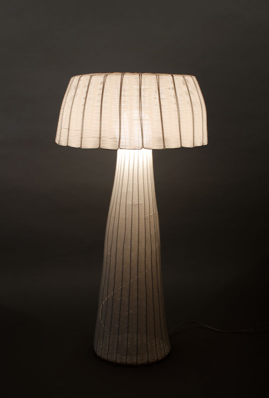 Patricio Lix Klett, La Feliz, La Feliz Collection, TOUCH New York, Touch Collection, woven plastic furniture, recycled materials, TOUCH, recycled wicker, recycled basket lamps, reclaimed design, New York Design Week, sustainable design exhibition, lighting design, New York eco-friendly design