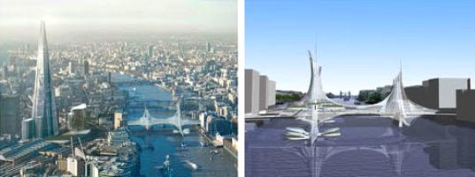 london bridge, design competition, london, vertical farm, organic market, hydroponic farm, pier, solar, wind, vertical axis wind turbine