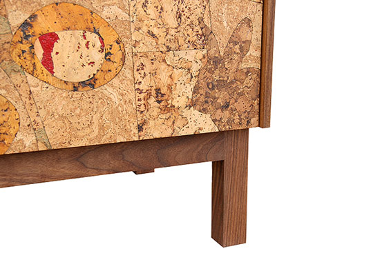 Iannone Designs, Iannone Designs cork mosaic sideboard, ICFF 2008, International Contemporary Furniture Fair 2008, ICFF New York 2008, Inhabitat ICFF 2008, renewable materials, natural cork furniture, FSC certified furniture, formaldehyde free plywoods, locally sourced lumber, deeryiannone5