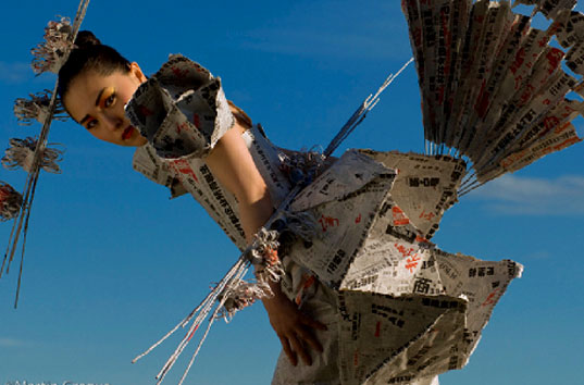 Barbara Gregusova, Canadian eco-art, Community Art Space North Vancouver, e-waste, eco-art, Elena Gregusova, Enviro Couture, environmental sculpture, green sculpture, haute trash, Martin Gregus, recycled e-waste jewelry, Recycled Materials, recycled newspaper fashion