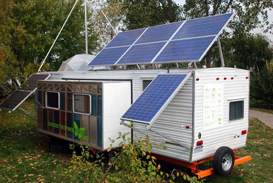 emergency response studio, paul villinski, new york artist, solar panels, mobile art studio, hurrican katrina response shelter, fema trailer, green trailer, renewable energy