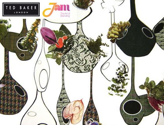 Indoor Fabric Garden, Indoor Fabric Garden 100, ted baker, jam, indoor flowers, indoor plants, hanging plants, indoor greenery, reused plant vessels, indoor plant vessels