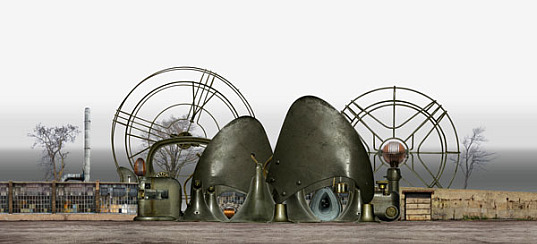 habitat machines, david trautrimas, repurposed, recycled, old gadgets, architecture, digital photographs, digital photography, photography