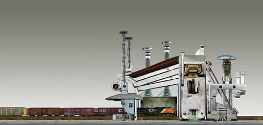 habitat machines, david trautrimas, repurposed, recycled, old gadgets, architecture, digital photographs, digital photography, photography