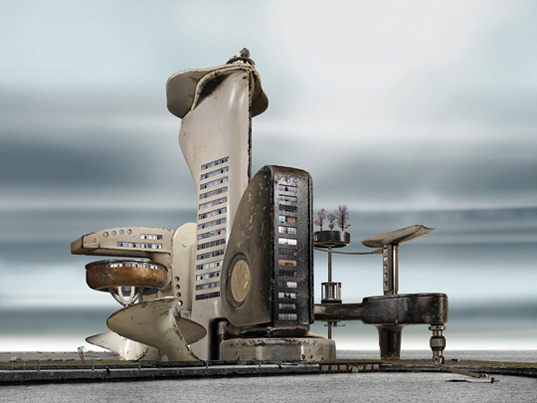 habitat machines, david trautrimas, repurposed, recycled, old gadgets, architecture, digital photographs, digital photography, photography