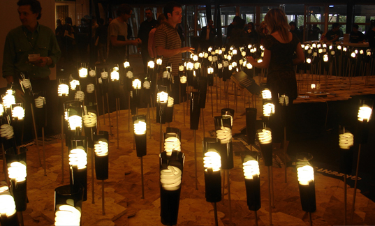 Greenpeace launches dimmable eco lightbulb in London, greenpeace light garden1, compact fluorescents, CFLs, dimmable CFLs, energy efficient lighting, green lighting, eco lightbulb, london design festival