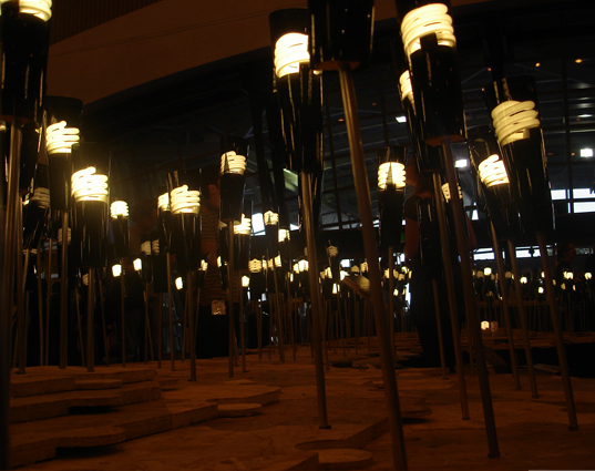 greenpeace light garden2, greenpeace light garden1, compact fluorescents, CFLs, dimmable CFLs, energy efficient lighting, green lighting, eco lightbulb, london design festival