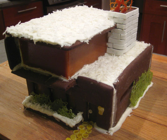 Ginger prefab friday, modern gingerbread house, ginger prefab, green modern gingerbread, gingerbread architecture, Liz Bruwin, Kevin marx, gingerbread house, frosting coconut, modern prefab
