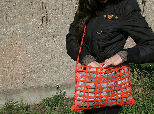 Ornj bags, Ornj Totes, David Shock Designs, David Shock Ornj, recycled construction fencing, repurposed plastics, green fashion, eco-totes, sustainable style, green accessories, eco friendly fashion, Detroit designers, green design, street fashion