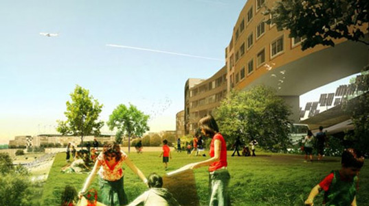 mvrdv, gras, logrono montecorvo eco city, sustainable urban design, green design, alternative energy, energy efficient, solar panels, wind turbine, carbon neutral development