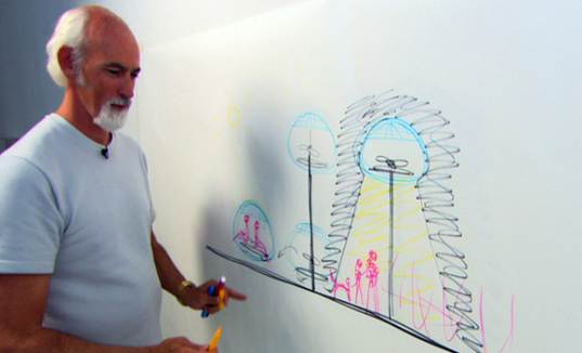 Ross Lovegrove elevated vehicles, Ross Lovegrove, Car on a stick, Future-forward vehicles, electric future vehicles, streetlamp cars, cars that double as streetlamps, car on a stick, solar powered car, transportation tuesday
