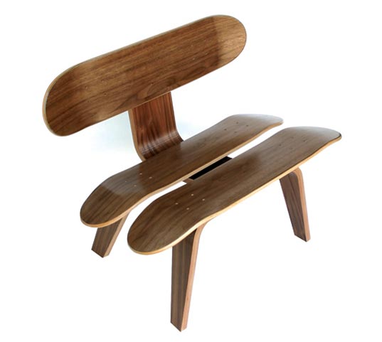 Skate Study House, Skate Study Pierre Andre Senizergues, Skate Study Gil Le Bon de LaPointe, recycled skateboard furniture, recycled material, recycled skate decks, mid-century modern furniture, Case Study Houses, skate4.jpg