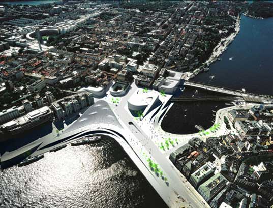 slussen transportation hub, stockholm city center, big architects, nod landscape architects, sustainable transportation, eco-friendly transit, public transit hub