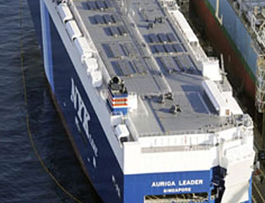 green shipping, solar cargo ship, auriga leader, port of long beach, toyota, nyk