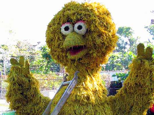 topiary joe, sustainable design, green design, sustainable garden sculptures, green thumb, eco art, big bird, green sculpture, outdoor sculpture, sesame street