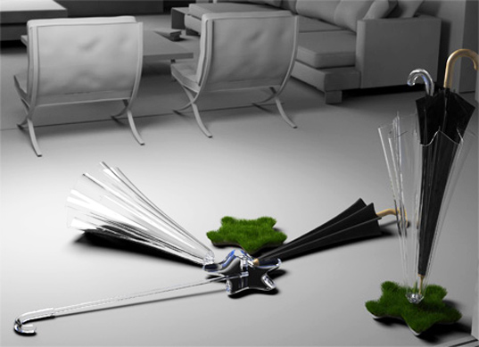umbrellastand-ed01 umbrella, stand, simon enever, ella, acrylic, grass, green, recycled rain water, green design