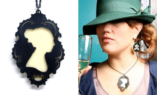 wallpaper recycled vinyl cuff, wrecords by monkey, reycled LP cuff, recycled records, recycled LP jewelry, cameo pendant