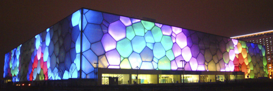 beijing watercube, chinese national aquatic center, beijing olympic building, sustainable architecture, green building, australian institute of architecture award, ptw architects, arup