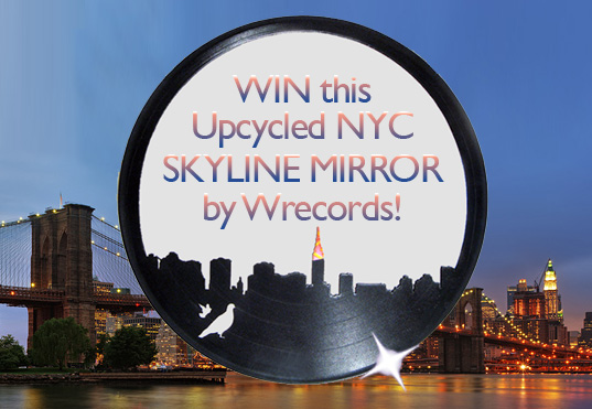 wrecords-giveaway, wrecords, recycled lp, recycled records, upcycled mirror, recycled mirror, lp mirror, new york city, green furniture, green mirror
