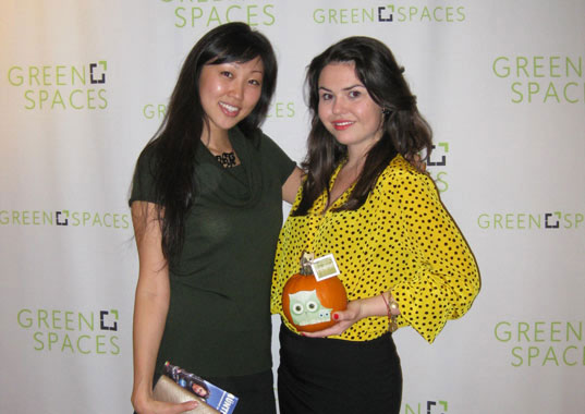 Yuka and Emma Grady at the Green Spaces Party Yuka and Emma Grady at the Green Spaces Party, green spaces, green office, green workplace, green workspace, eco workspace, eco office, new york, Jennie Nevin, Marissa Feinberg, and Roberto Rhett, launch party